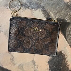 Coach brown wallet with key chain
